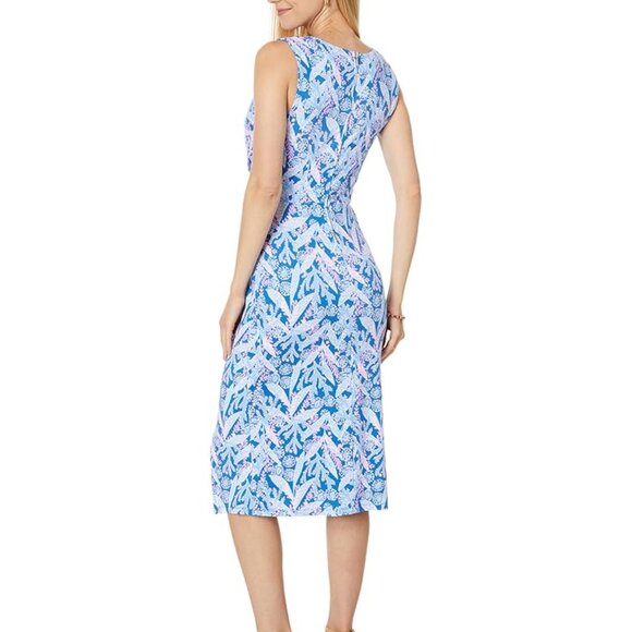 Lilly Pulitzer Women's Odella V-Neck Midi Dress, Barton Blue Star Gazing - Picture 2 of 3